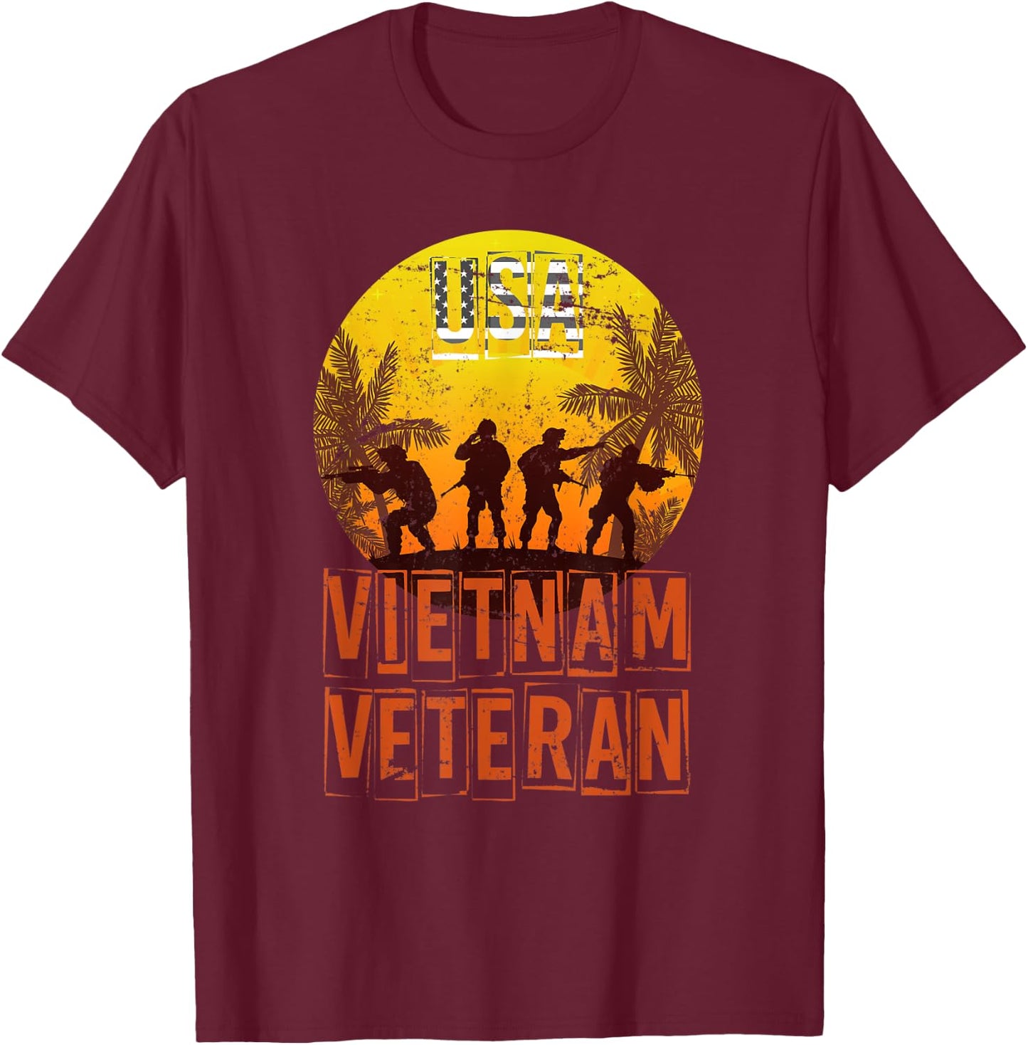 USA Patriotic Vietnam Veteran Women Men T-Shirt - T-Shirt | Maroon
