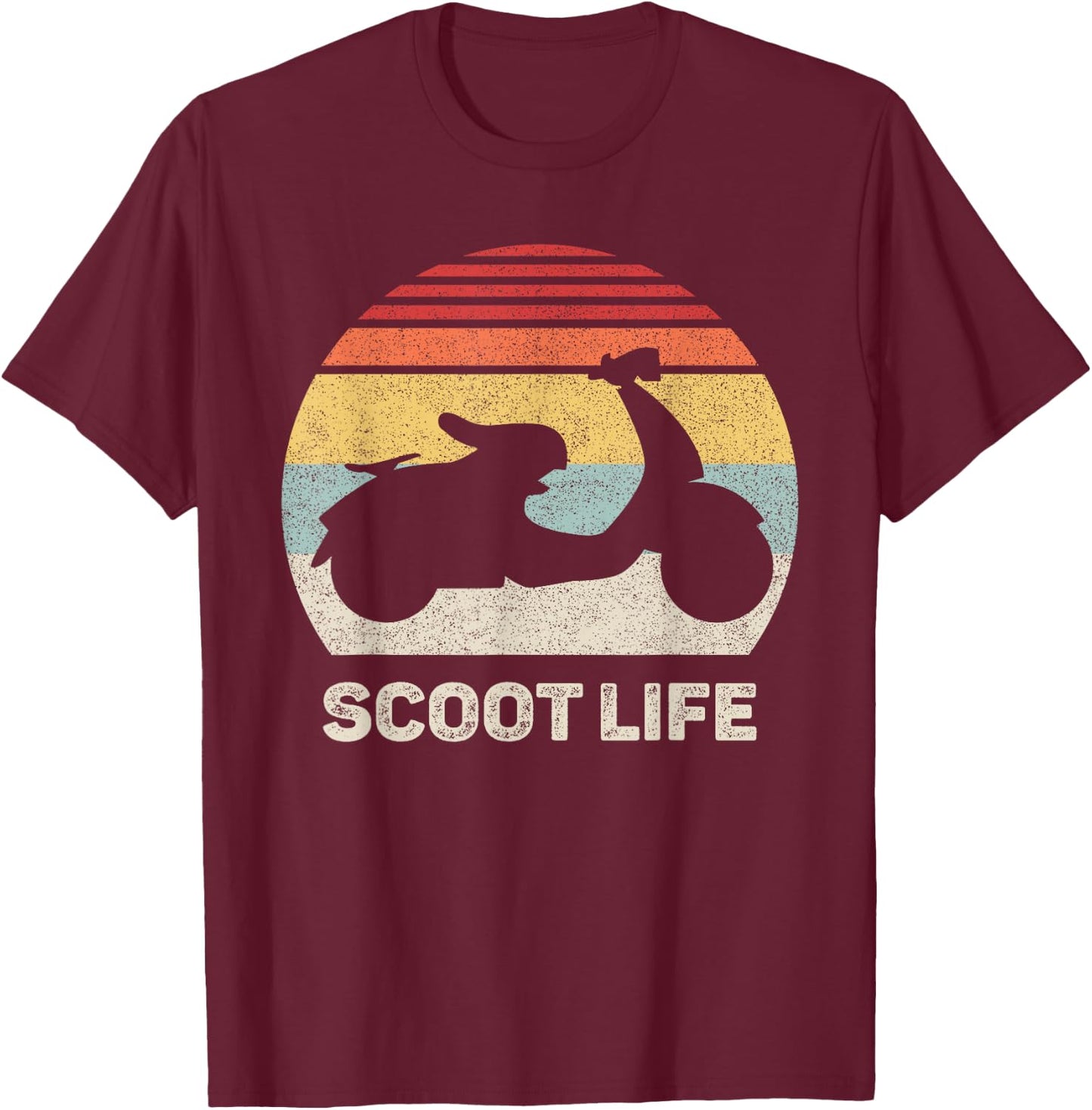 Retro Scoot Life Scooter Shirt Funny Vintage Moped T-Shirt - T-Shirt | Maroon