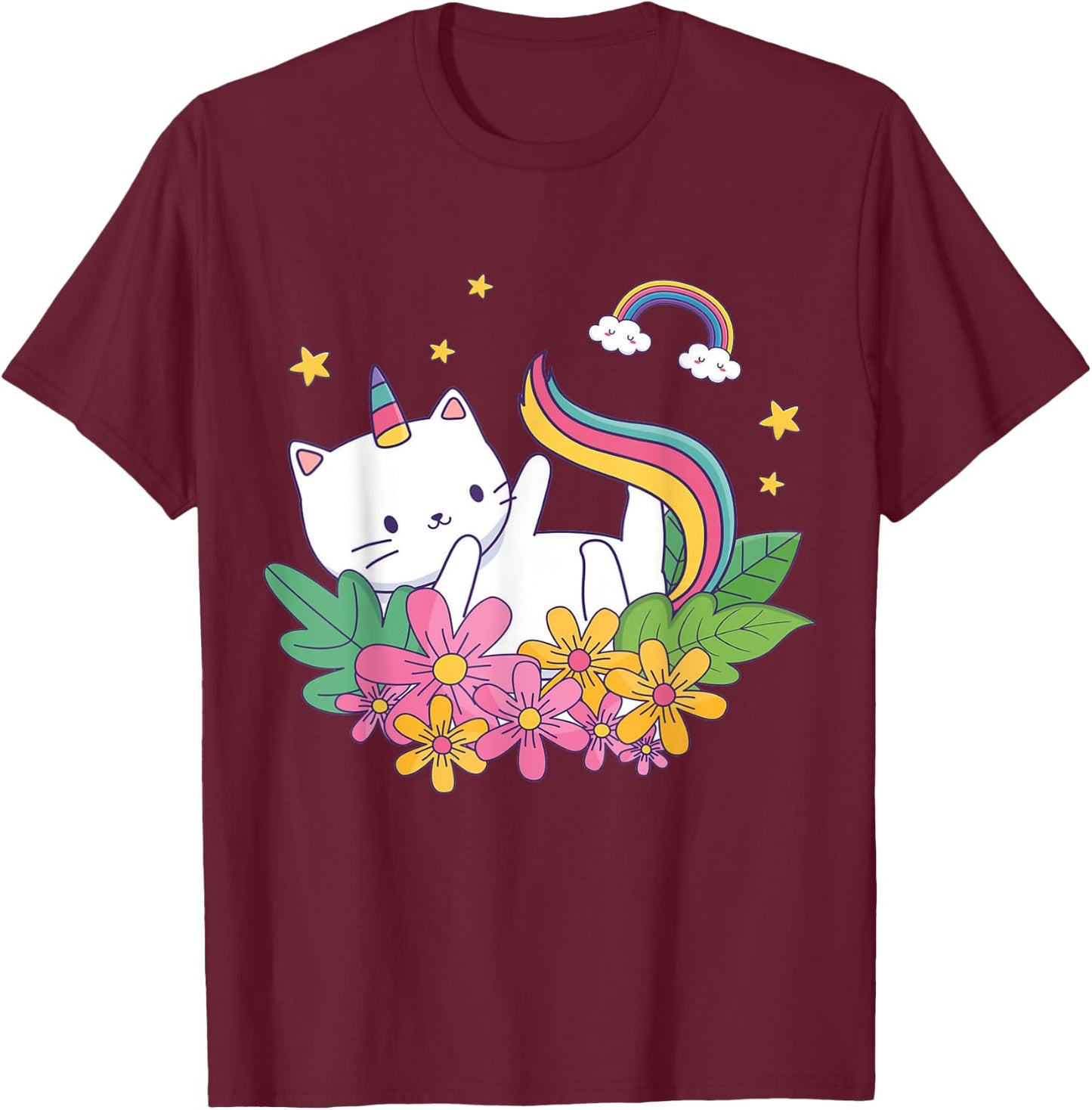 Meowgical Caticorn- Cat Unicorn Girls Women Kittycorn T-Shirt - T-Shirt | Maroon