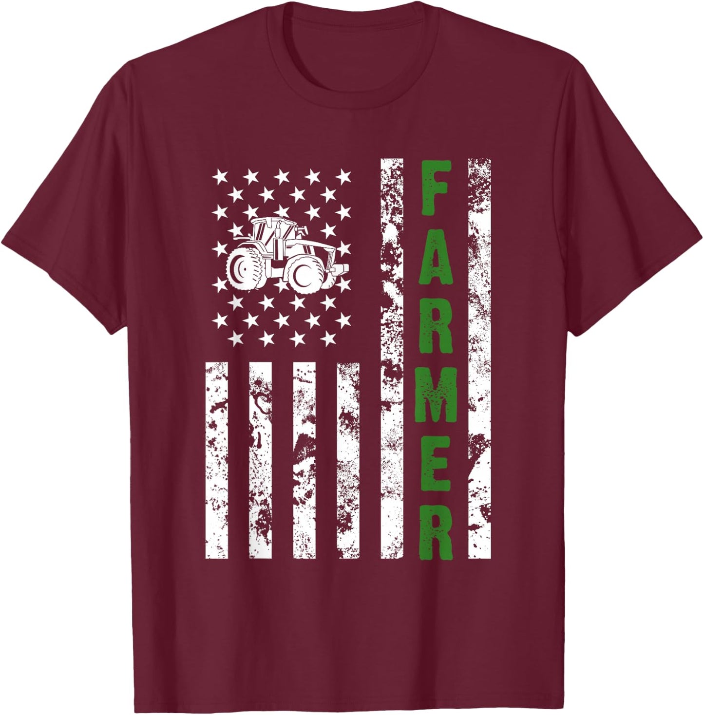 Flag with Tractor - Patriotic Farmer & Farming Gift Small T-Shirt - T-Shirt | Maroon