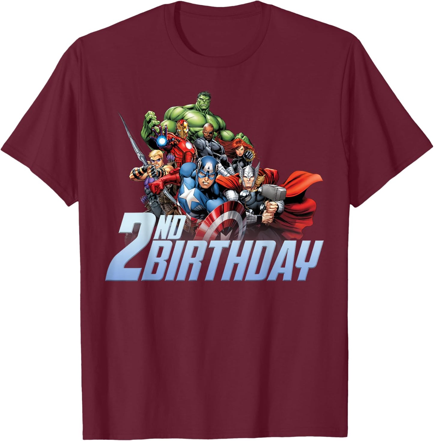 Marvel Avengers Action Shot 2nd Birthday T-Shirt - T-Shirt | Maroon