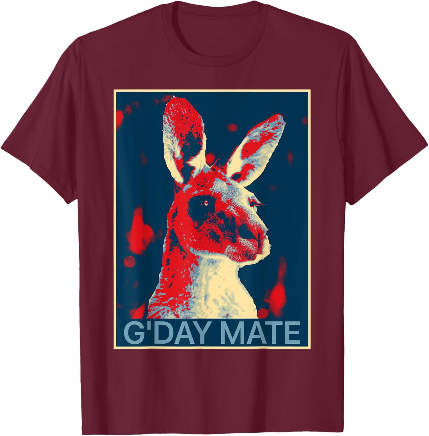 Australia G'Day Mate Shirt Funny Kangaroo Australian Symbol T-Shirt - T-Shirt | Maroon
