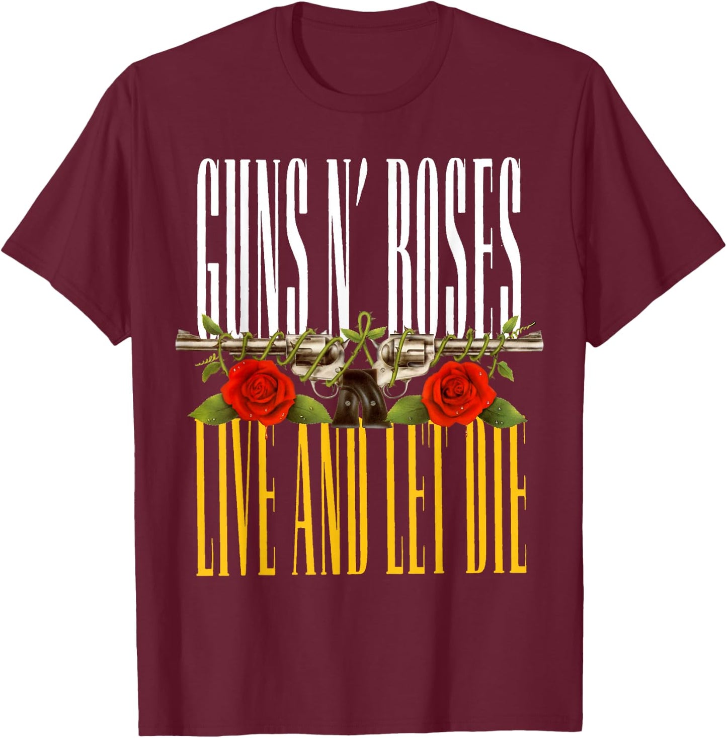 Official Guns N' Roses Live and Let Die T-Shirt - T-Shirt | Maroon