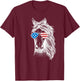 Funny Horse Patriotic USA Flag Aviator Sun Glasses Design Women Kids Men T-Shirt - T-Shirt | Maroon
