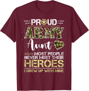 Proud Army Aunt Camou Soldier Family I Raised Mine Match T-Shirt - T-Shirt | Maroon