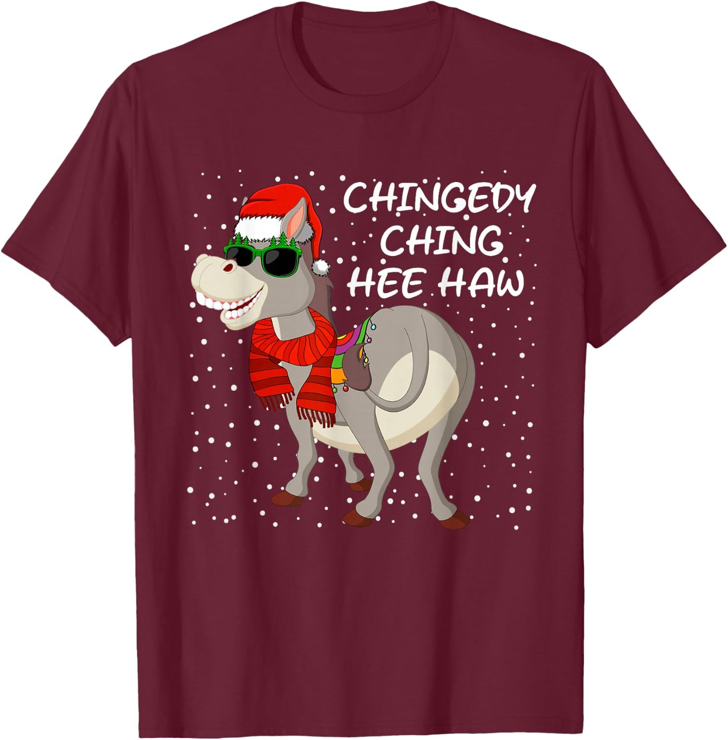 Christmas Donkey Italian Xmas Funny Donkey Lover Pajamas T-Shirt - T-Shirt | Maroon