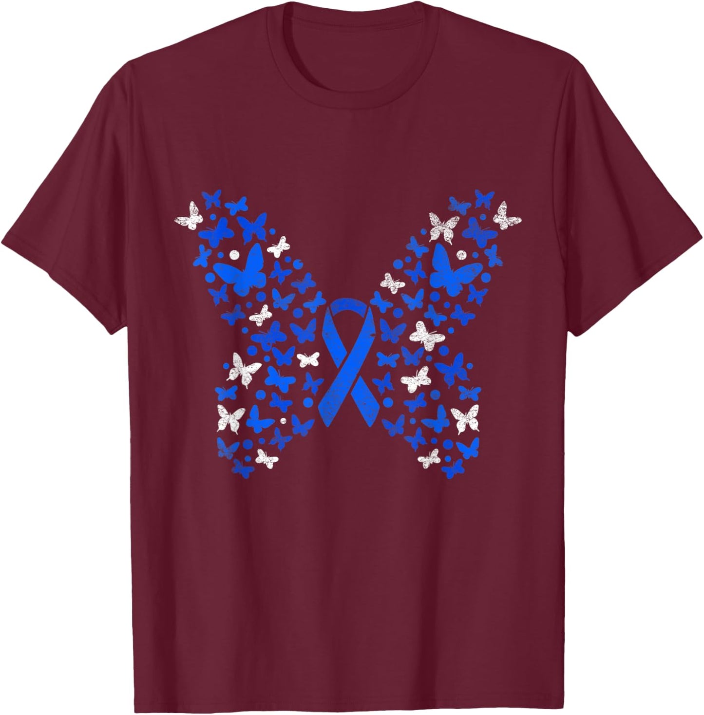 Butterfly Colorectal Cancer Awareness T-Shirt - T-Shirt | Maroon