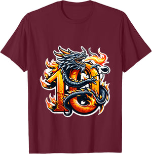 Turning 10 Years Old Dragon Birthday Party 10th Boy, Girl T-Shirt - T-Shirt | Maroon