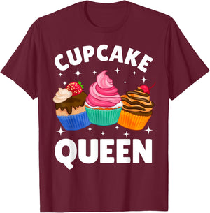 Funny Cupcake Queen Design Girls Cupcake Lovers T-Shirt - T-Shirt | Maroon