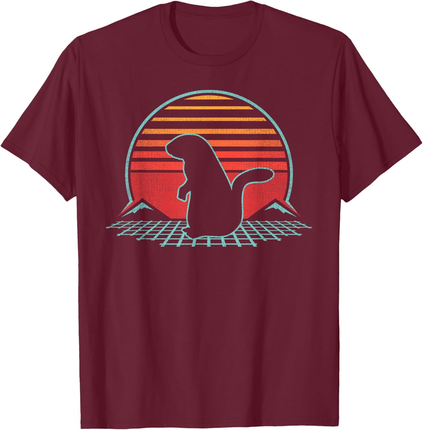 Groundhog Day Animal Retro Vintage 80s Style T-Shirt - T-Shirt | Maroon