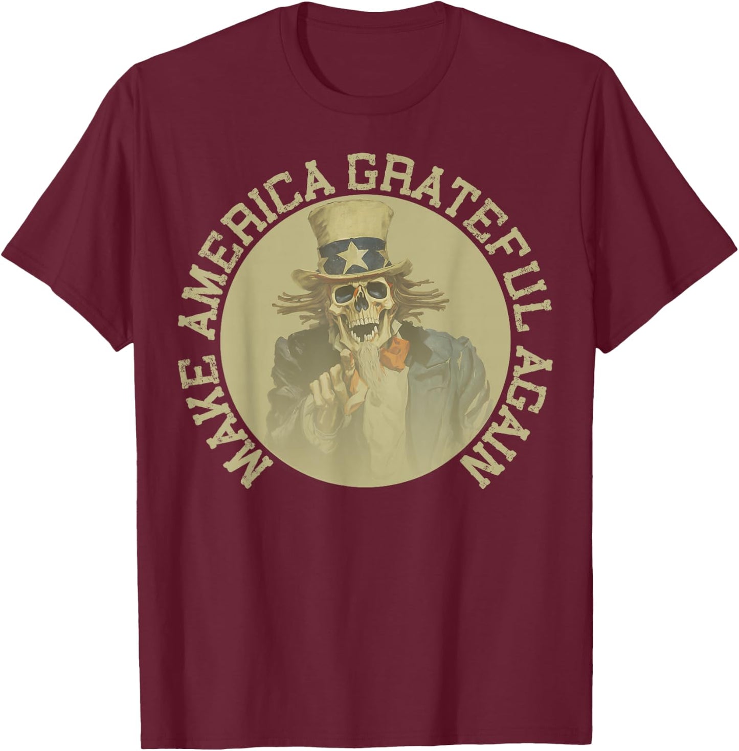 Retro Make America Grateful Again Vintage Shirt Uncle Sam T-Shirt - T-Shirt | Maroon