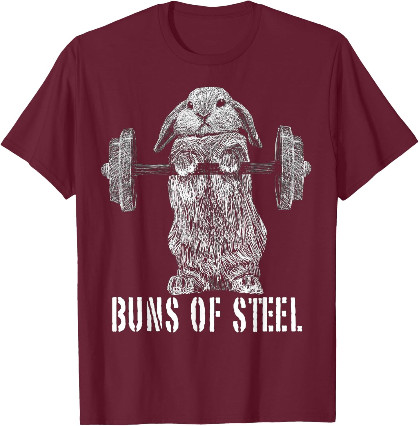 Funny Workout Buns Of Steel Bunny Rabbit Gym Squat Gift T-Shirt - T-Shirt | Maroon