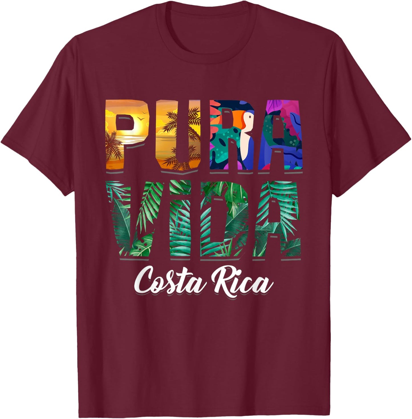 Pura Vida Costa Rica Souvenir - Cool Central America Travel T-Shirt - T-Shirt | Maroon
