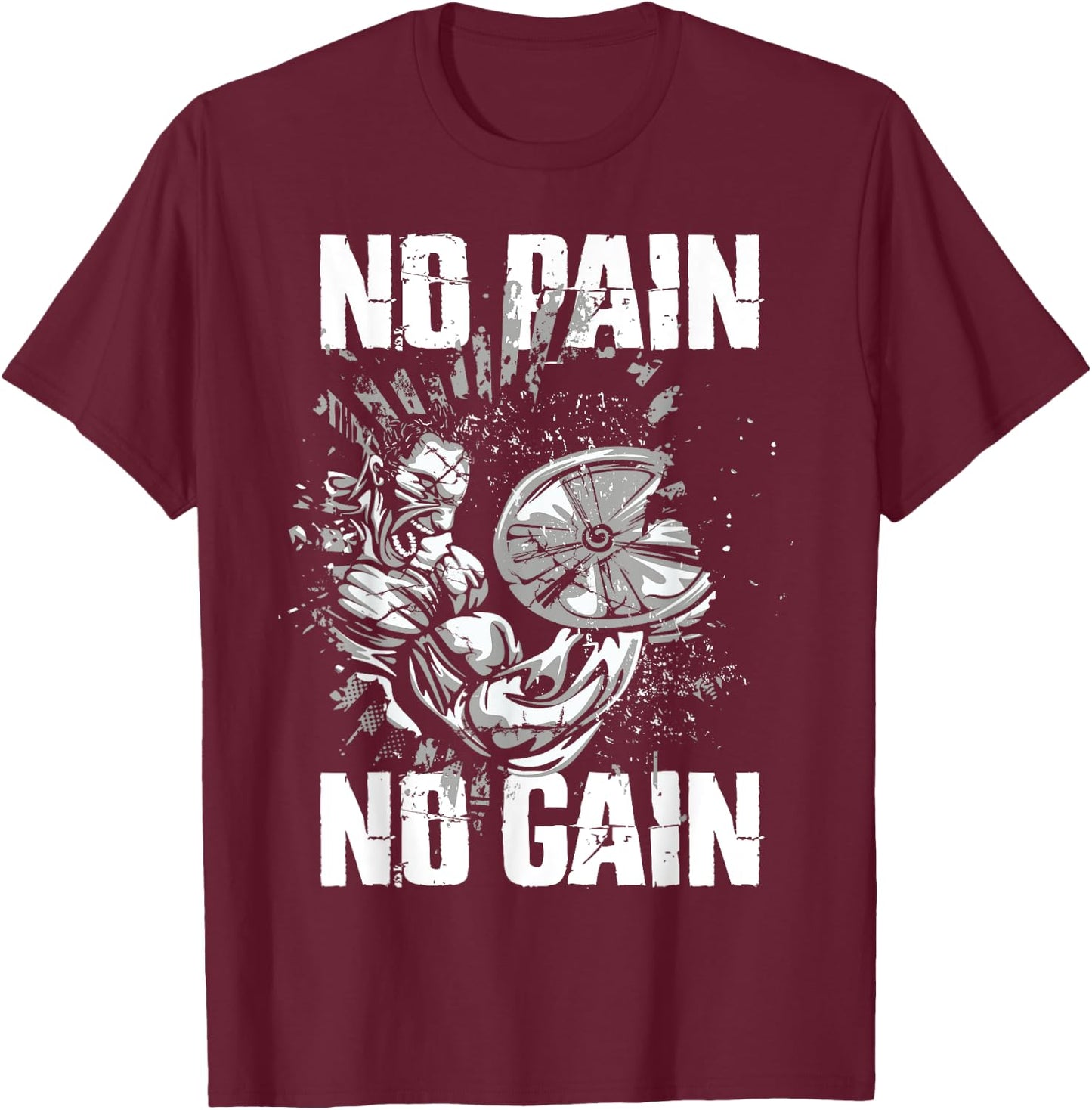 Gym Fitness and Bodybuilding Shirts No Pain No Gain T-Shirt - T-Shirt | Maroon