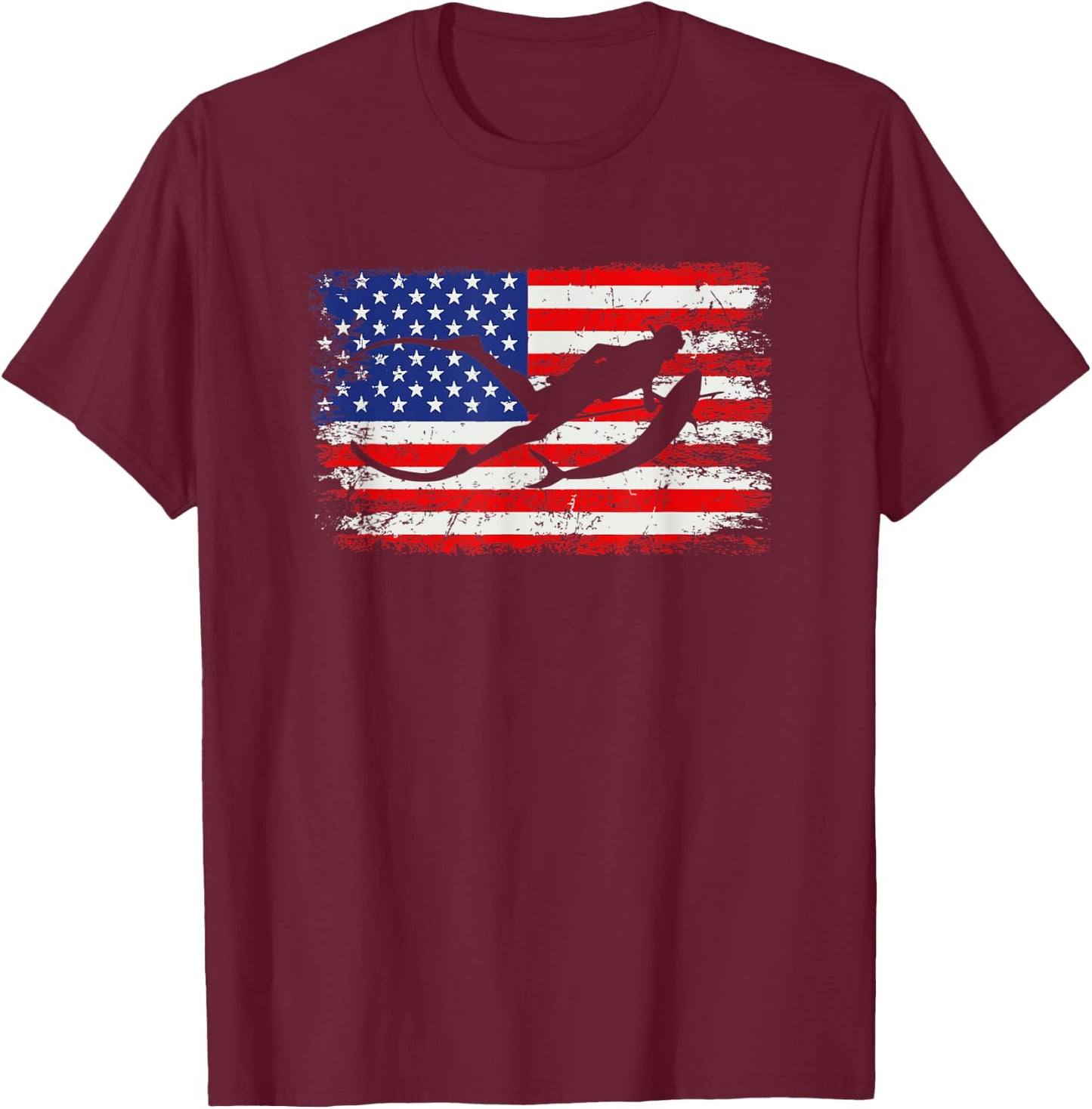 Spearfishing American flag, spear fishing Women Kids Men T-Shirt - T-Shirt | Maroon