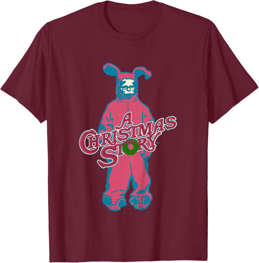 Kids A Christmas Story Ralphie Pink Bunny Suit Logo T-Shirt - T-Shirt | Maroon