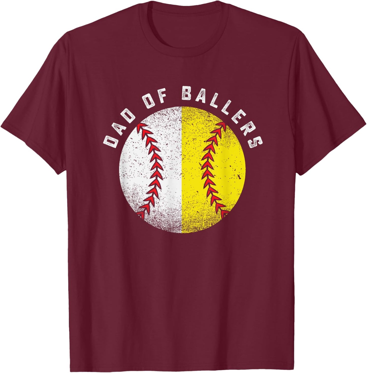 Dad Of Ballers Gift Baseball Softball ball Youth League T-Shirt - T-Shirt | Maroon