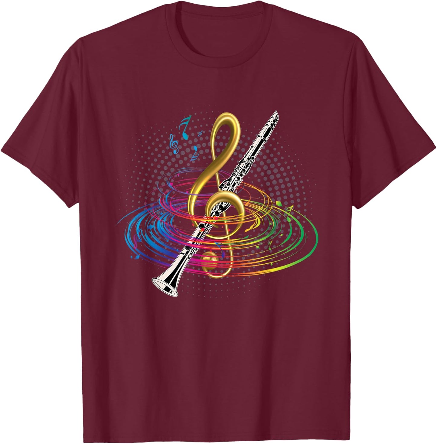 Treble Clef Clarinet T-Shirt - T-Shirt | Maroon