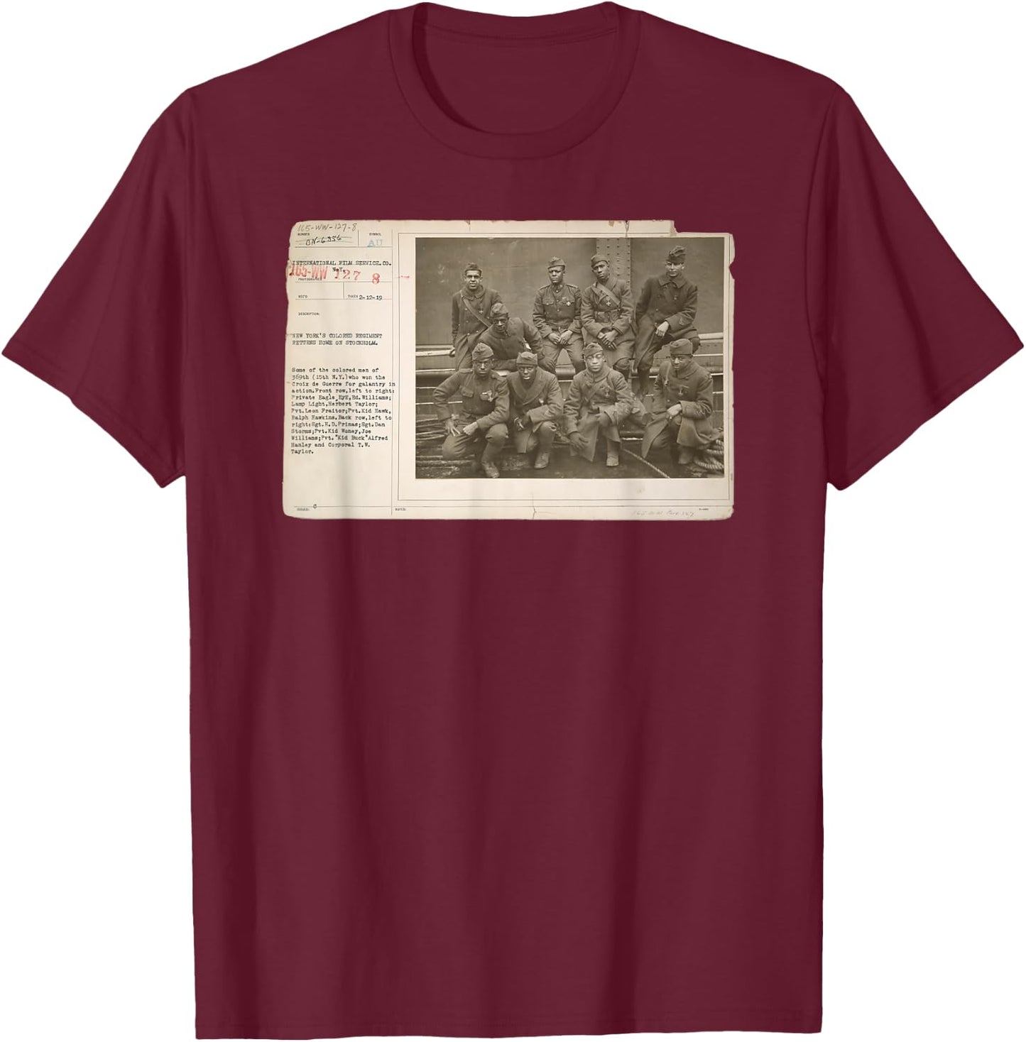 Black History Harlem Hellfighters T-Shirt - T-Shirt | Maroon