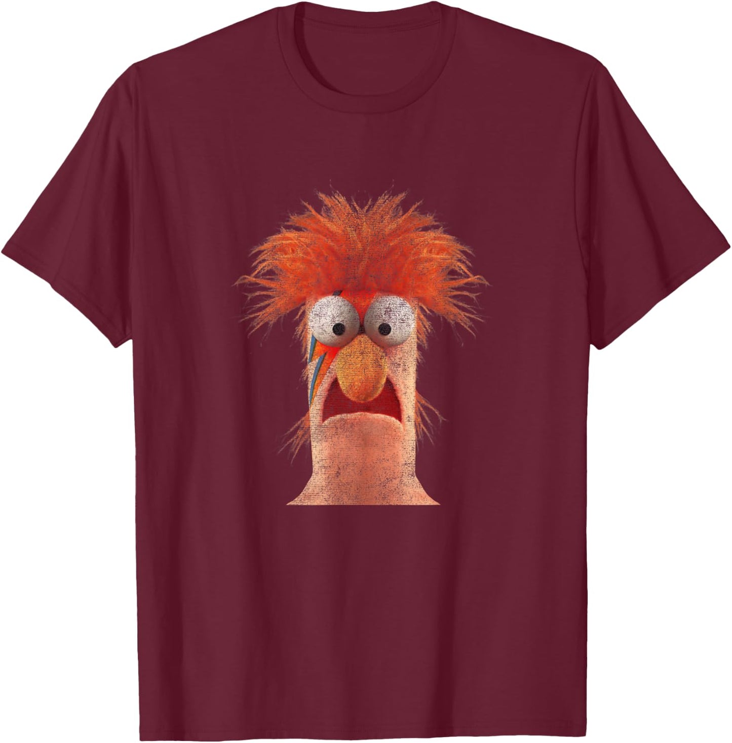 Disney The Muppets Rockstar Beaker Distressed Big Face T-Shirt - T-Shirt | Maroon