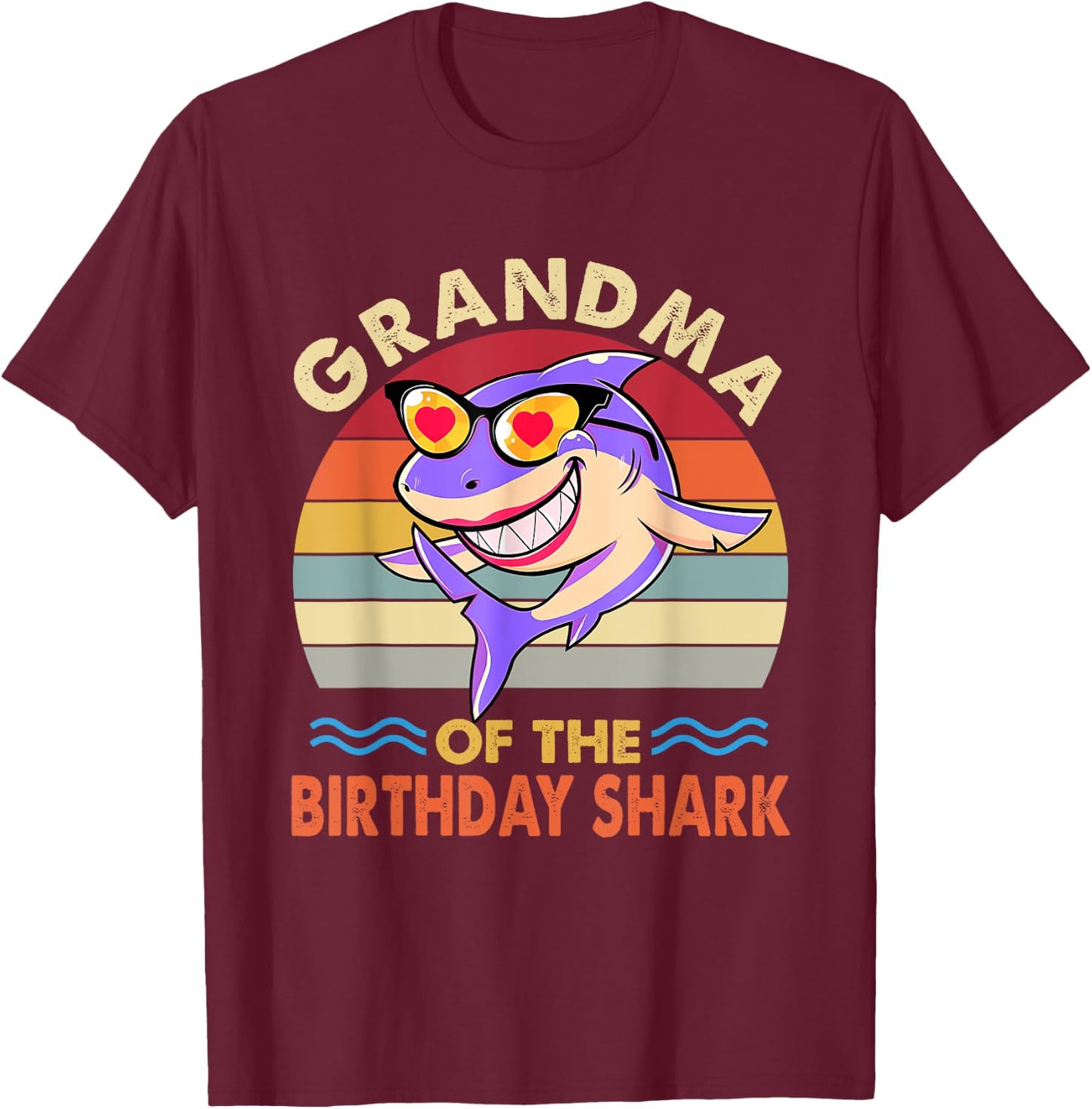 Grandma of the Shark Birthday Matching Family T-Shirt - T-Shirt | Maroon