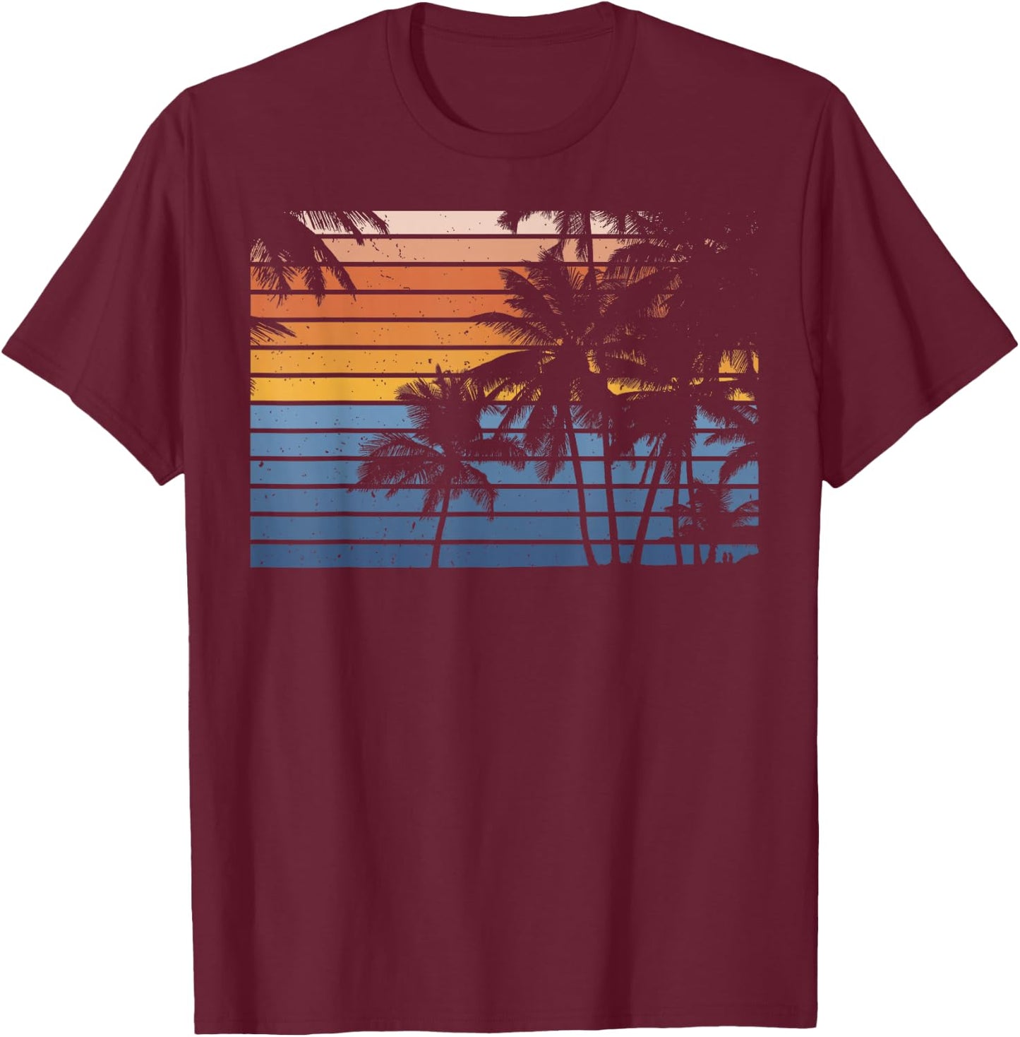 Palm Tree Silhouette Tree Design Vintage Graphic Gift T-Shirt - T-Shirt | Maroon