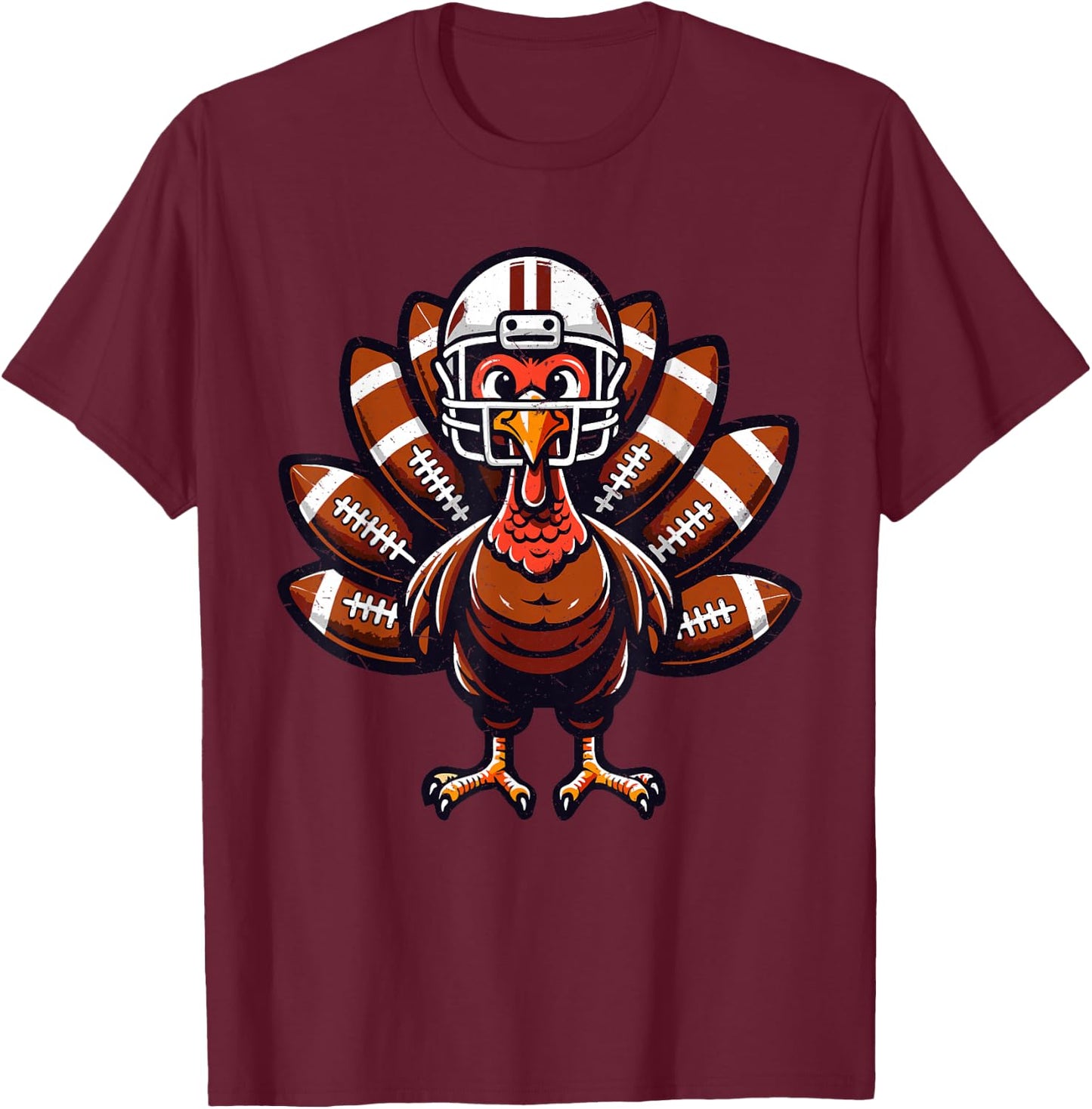 Baby Turkey Football Player Toddler Boys Kids Thanksgiving T-Shirt - T-Shirt | Maroon