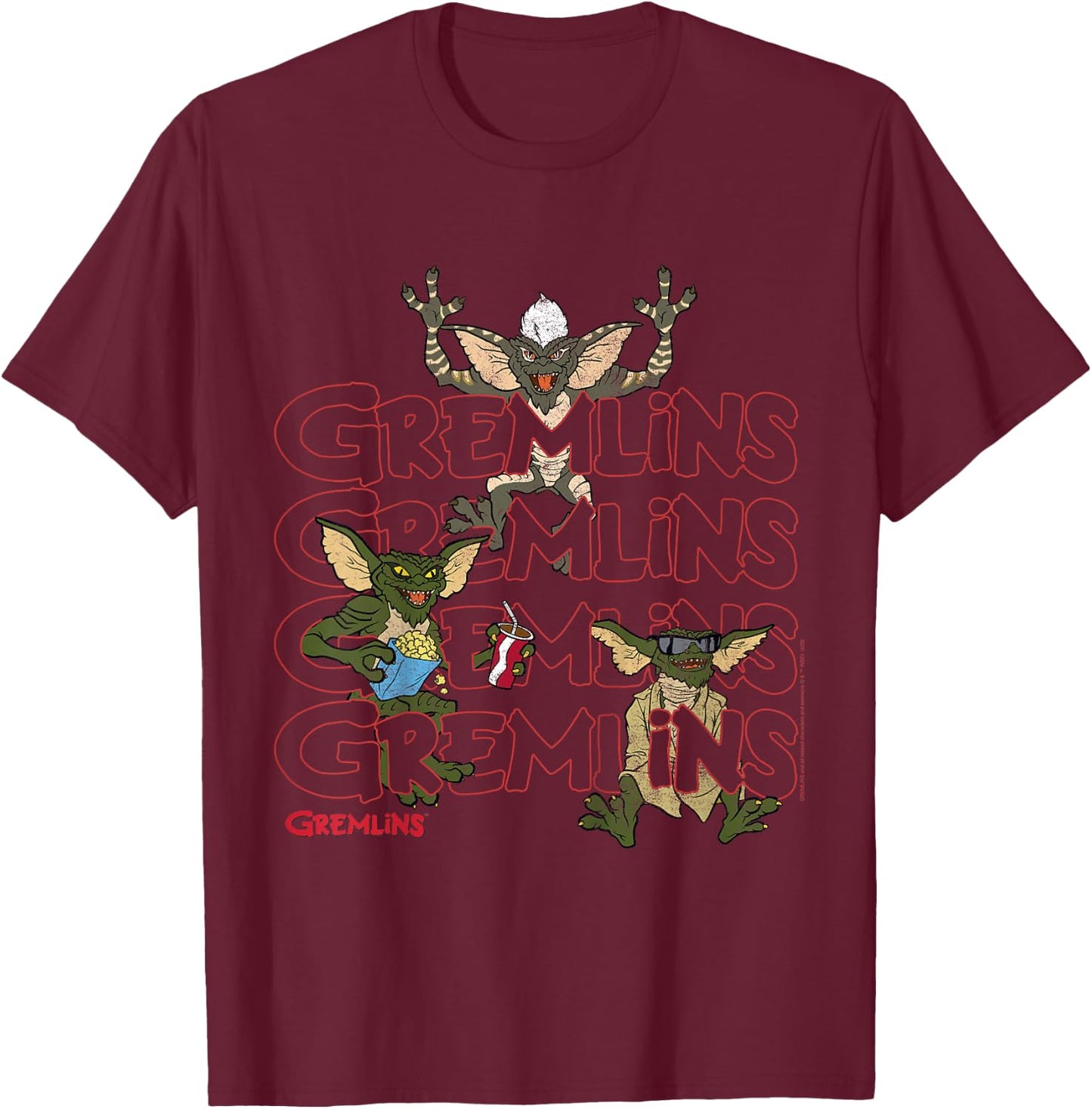 Kids Gremlins Text Stack T-Shirt - T-Shirt | Maroon