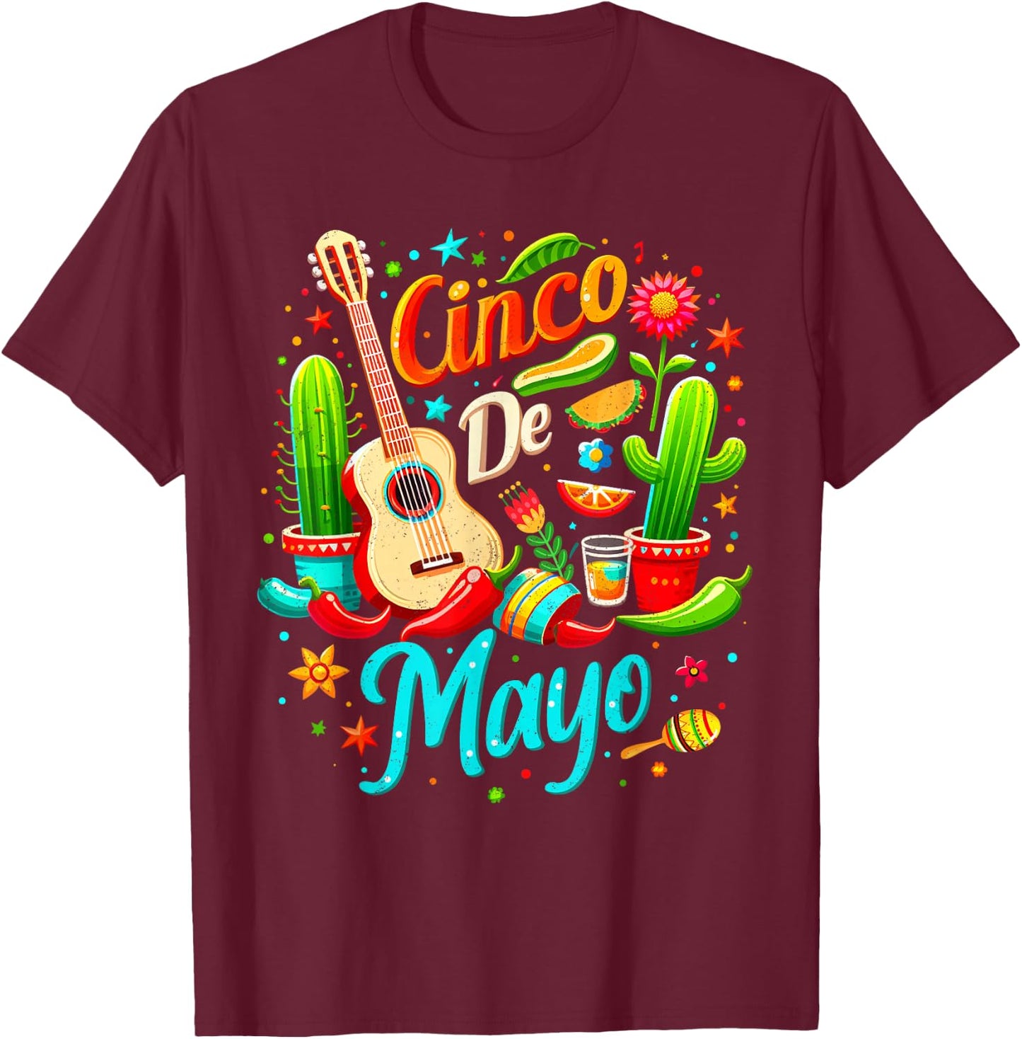 Cinco De Mayo Mexican Fiesta 5 De Mayo Party Family Fiesta T-Shirt - T-Shirt | Maroon
