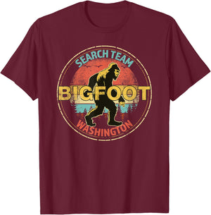 Washington Bigfoot Search Team Sasquatch Merchandise T-Shirt - T-Shirt | Maroon
