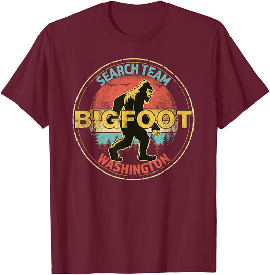 Washington Bigfoot Search Team Sasquatch Merchandise T-Shirt - T-Shirt | Maroon