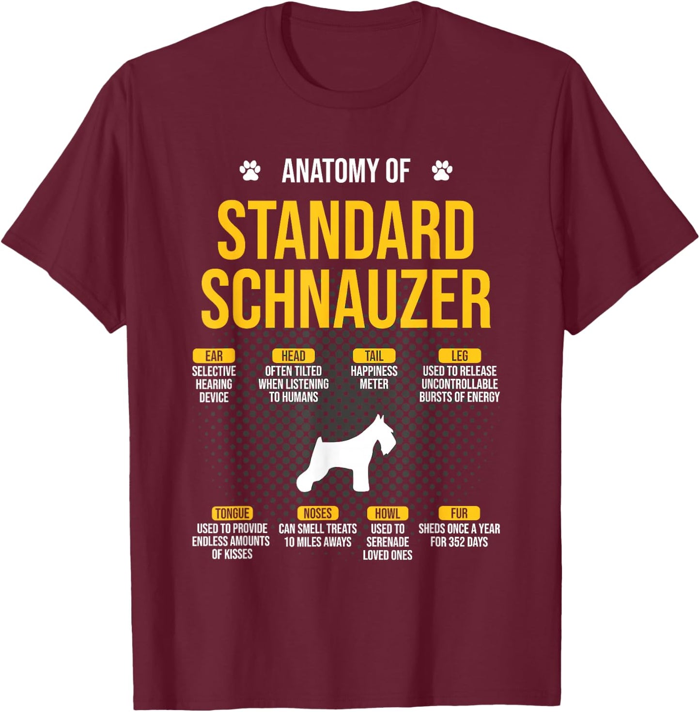 Anatomy Of Standard Schnauzer Dog Lover T-Shirt - T-Shirt | Maroon