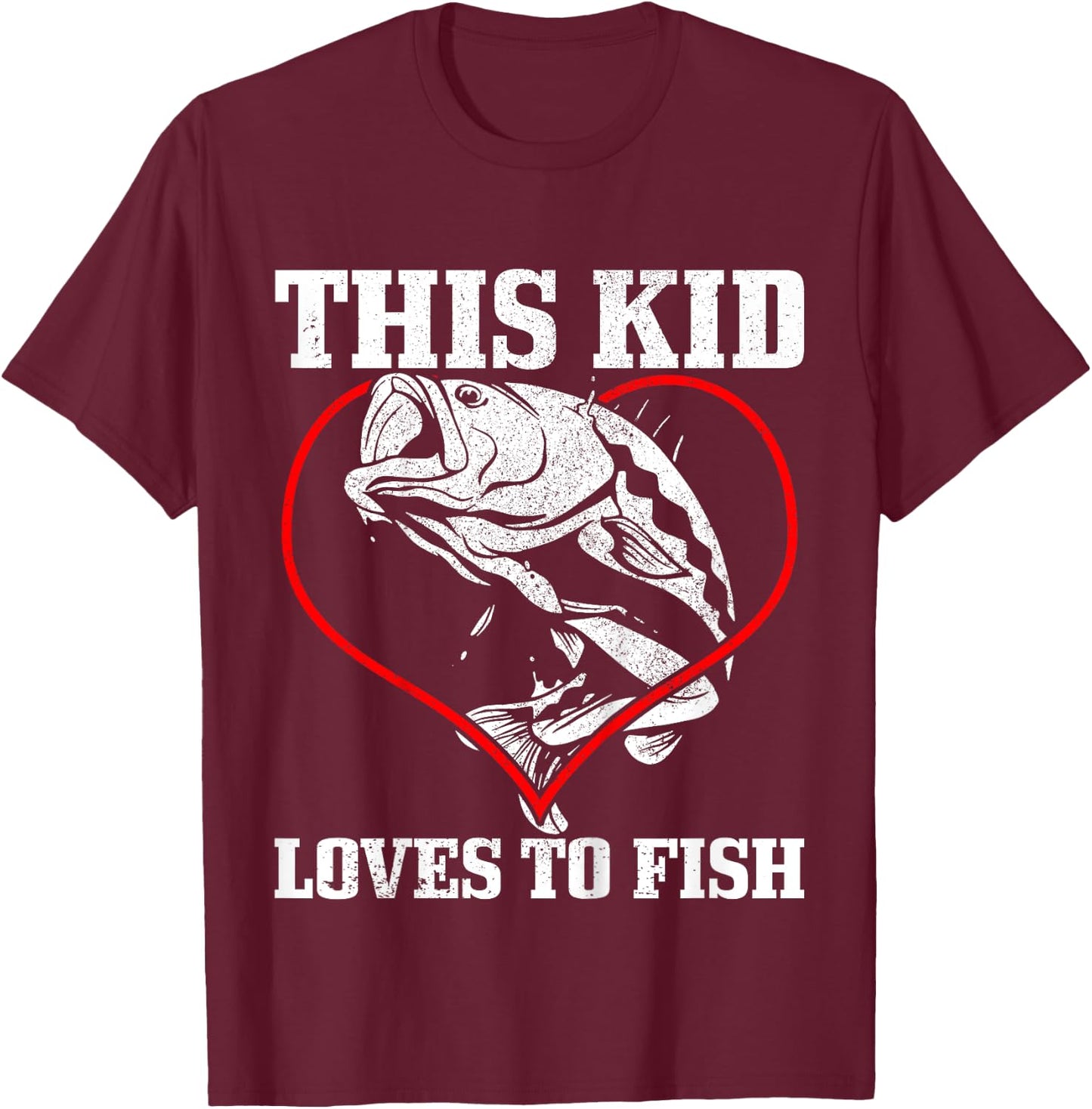 This Kid Loves To Fish Bass Fishing Fisherman T-Shirt - T-Shirt | Maroon