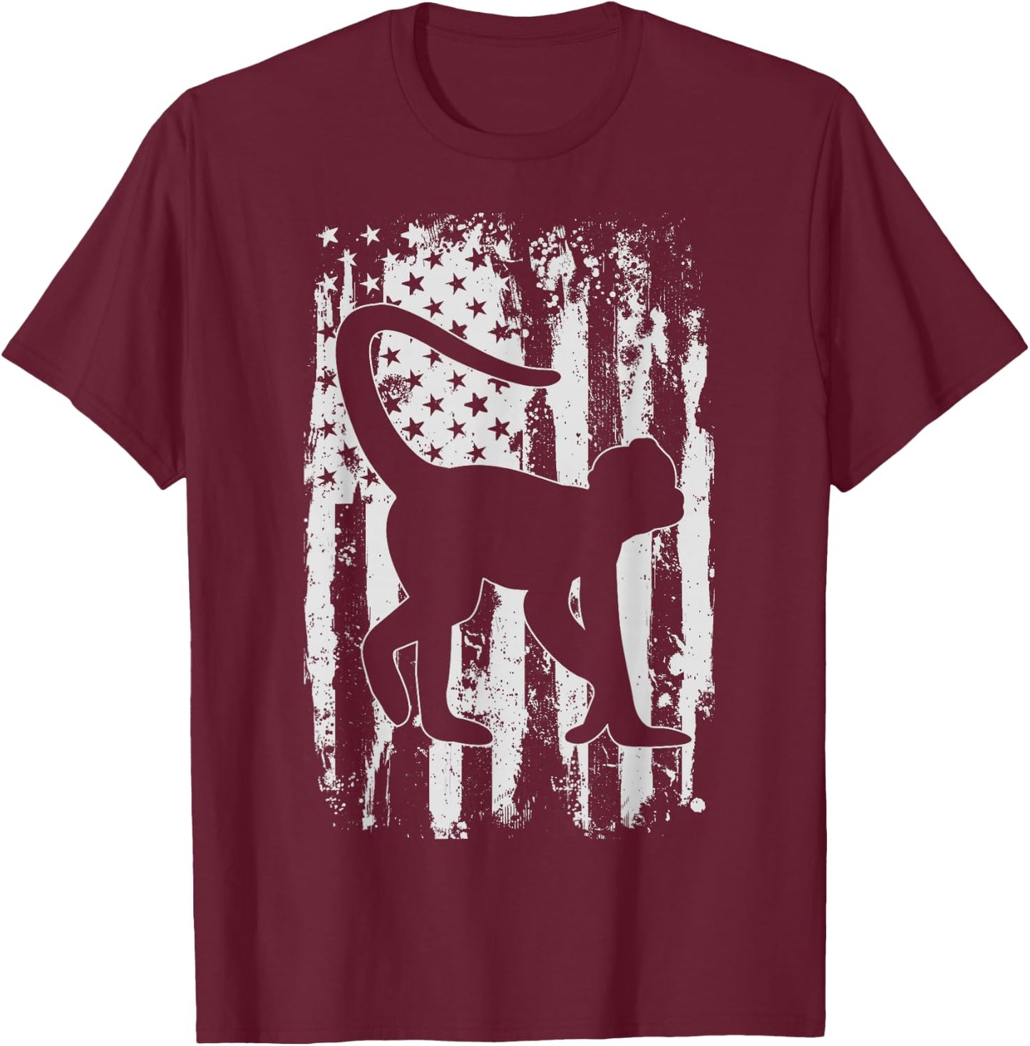 Spider Monkey American Flag Vintage T-Shirt - T-Shirt | Maroon