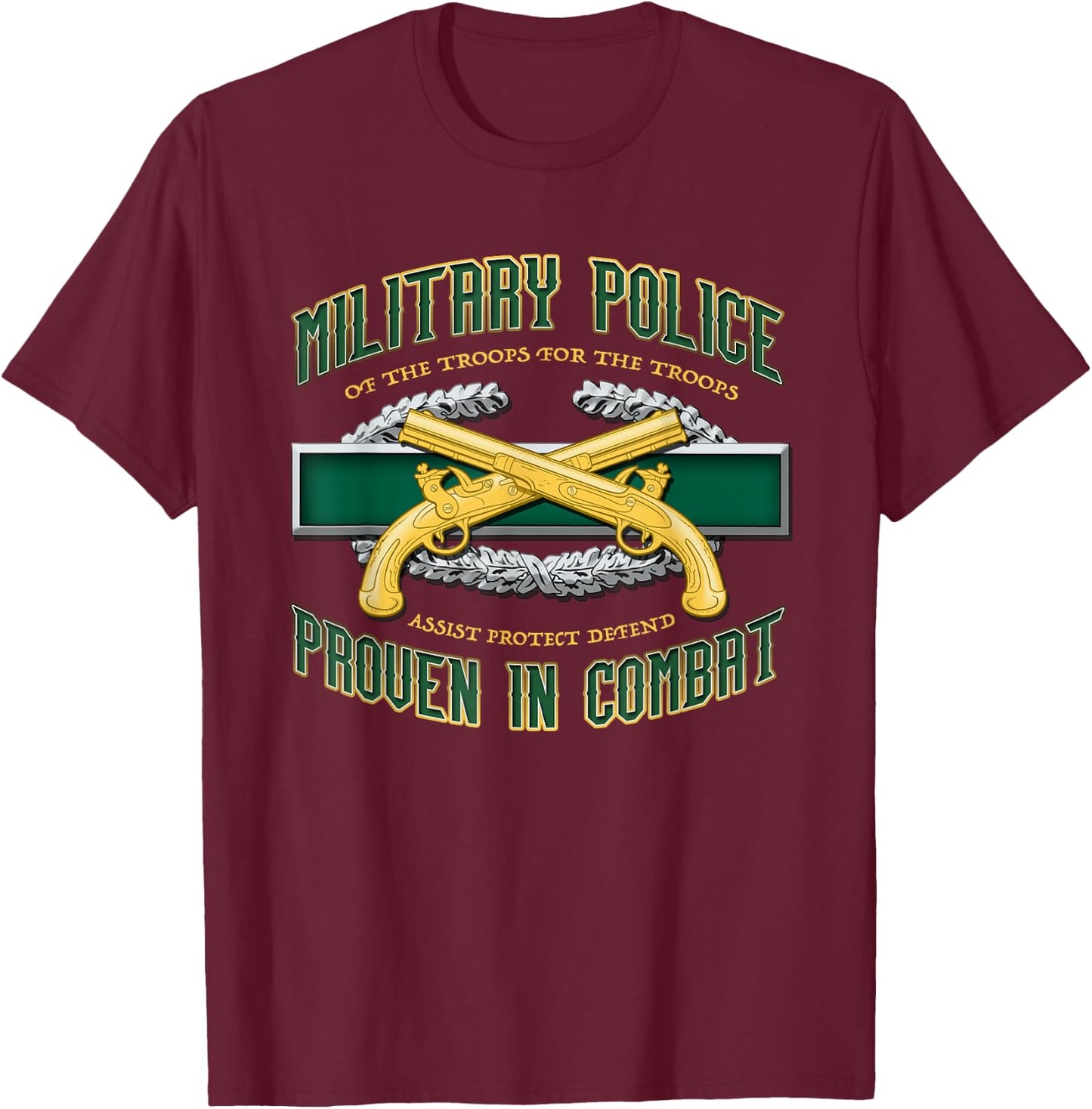 Military Police Proven In Combat T-Shirt - T-Shirt | Maroon
