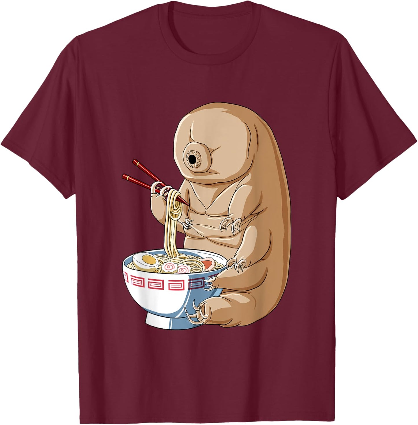 Funny Japanese Kawaii Ramen Noodles Water Bear Tardigrade T-Shirt - T-Shirt | Maroon