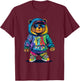 Hip-Hop Teddy-Bear Colorful TeddyBear With Graphic T-Shirt - T-Shirt | Maroon