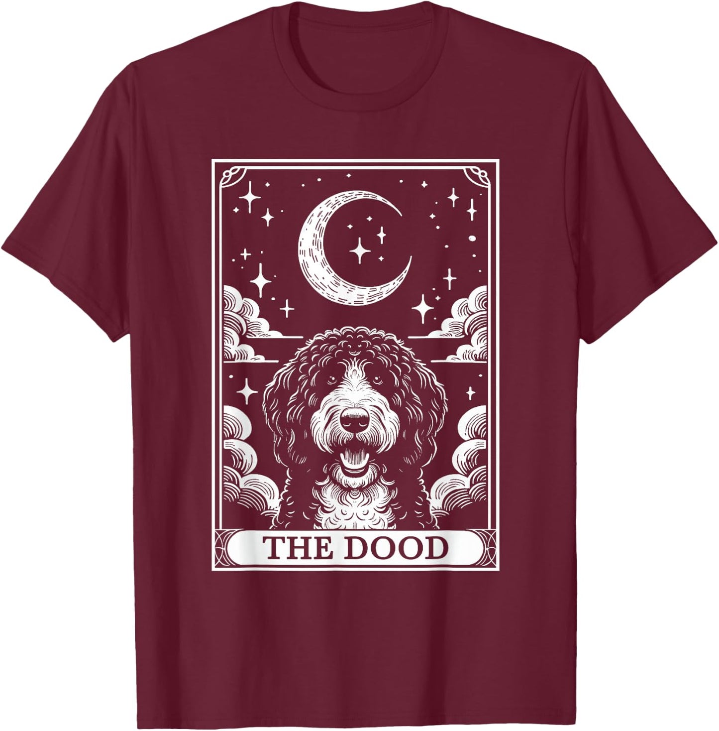 Tarot Card Vintage Crescent Moon Bernedoodle Dog Mom T-Shirt - T-Shirt | Maroon