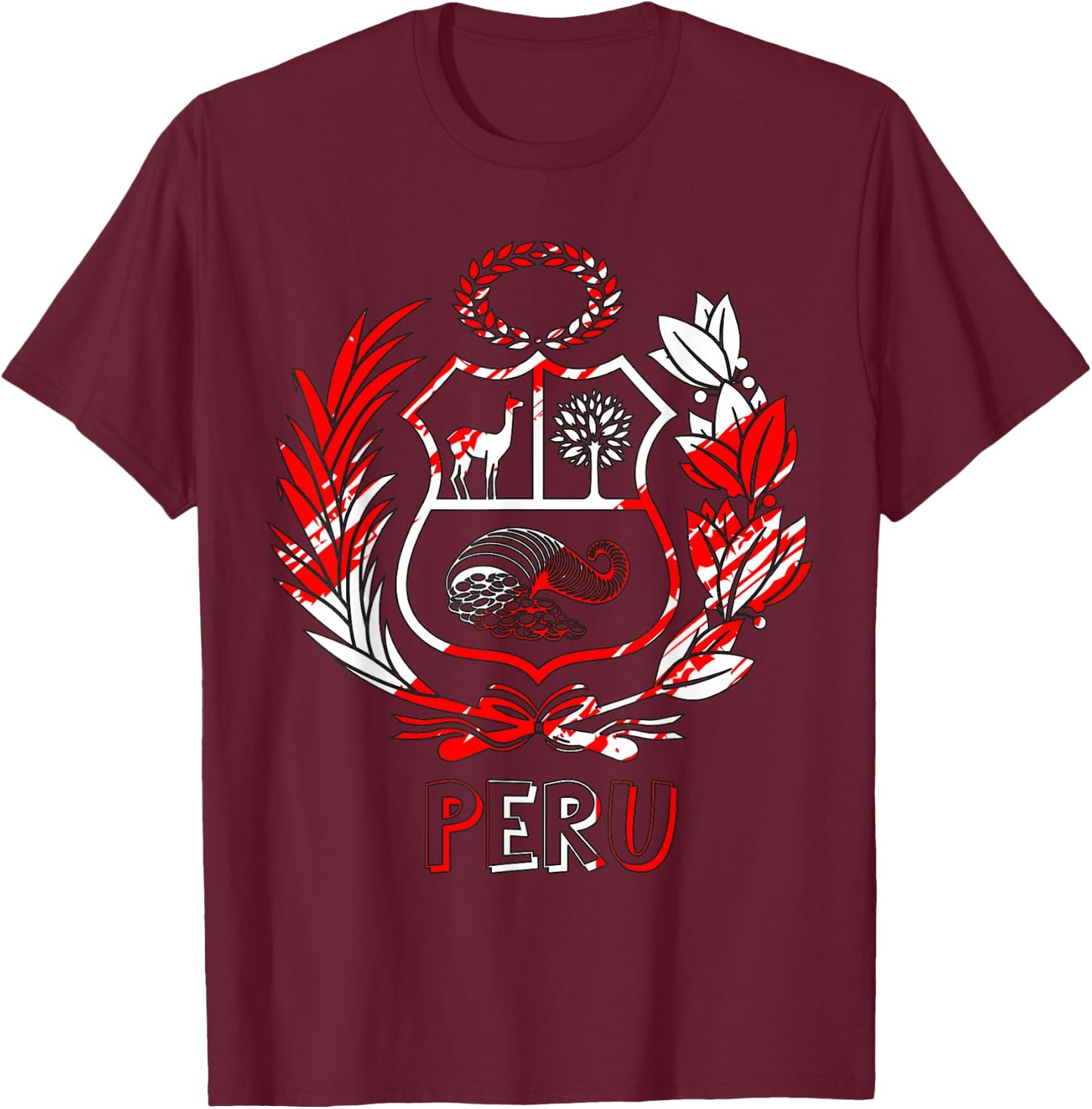 Peru Rojo-Blanco - Peru Design Shirt - t Shirt Peru T-Shirt - T-Shirt | Maroon