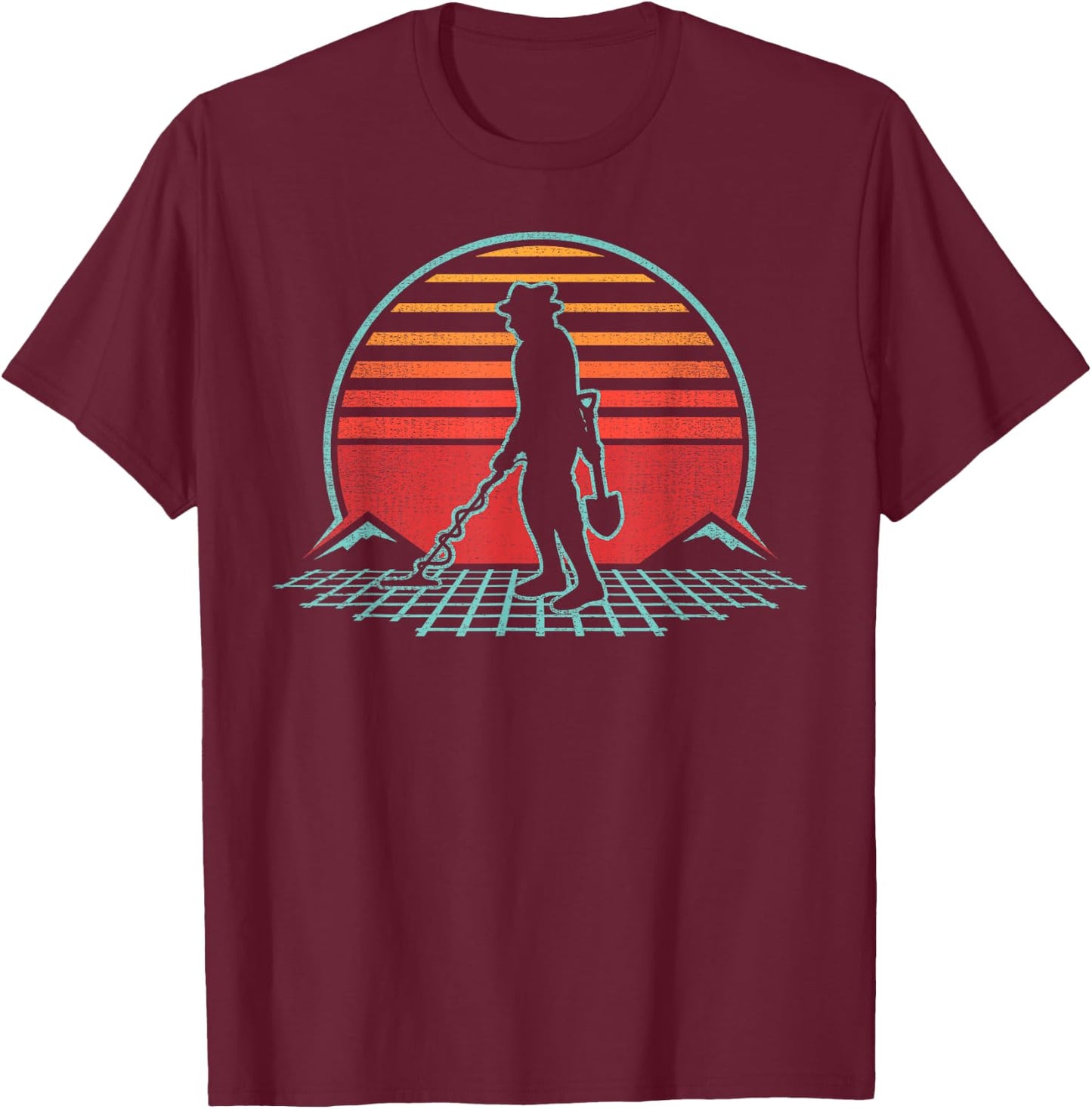 Metal Detecting Detector Retro Vintage 80s Style Gift T-Shirt - T-Shirt | Maroon