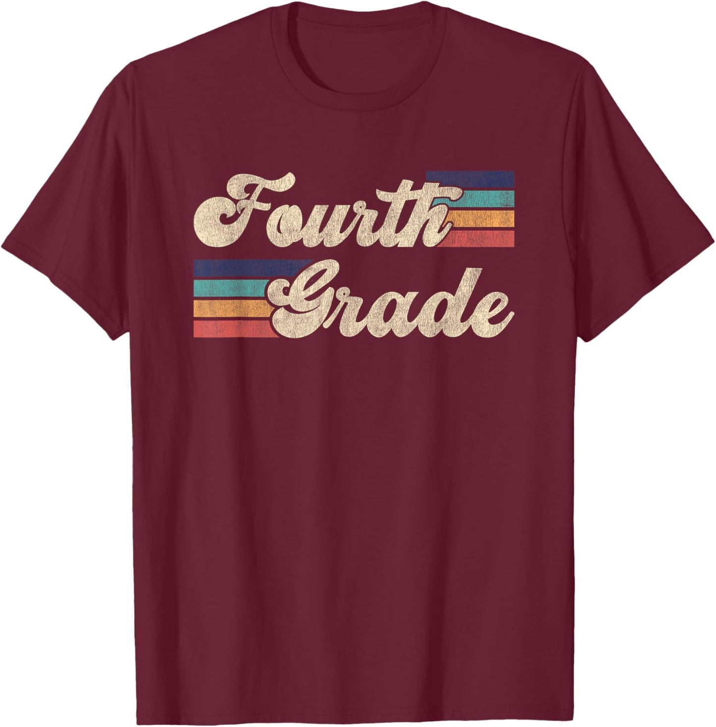 Retro Fourth Grade Shirt First Day Of School Teacher T-Shirt - T-Shirt | Maroon