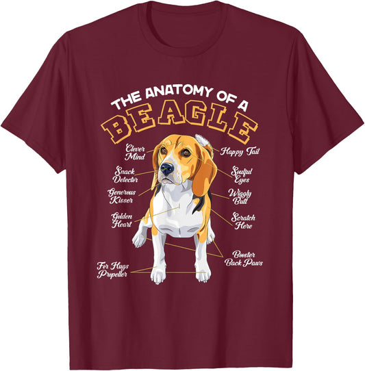 The Anatomy Of A Beagle Funny Quotes Sayings T-Shirt - T-Shirt | Maroon