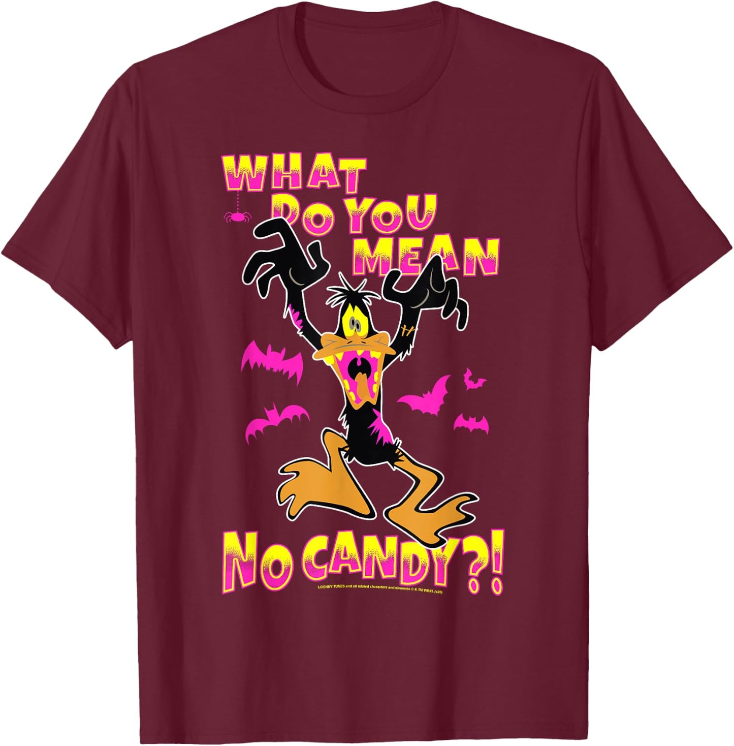 Looney Tunes Daffy No Candy Halloween T-Shirt - T-Shirt | Maroon