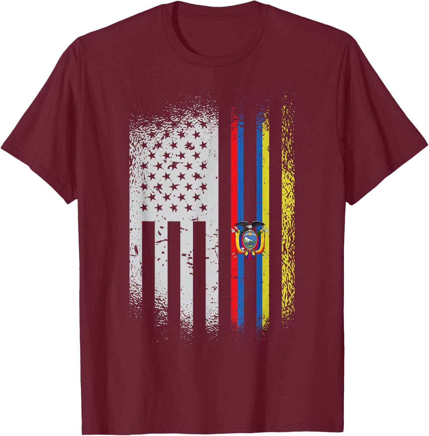 USA Ecuador Flag Ecuadorian American People Heritage Roots T-Shirt - T-Shirt | Maroon