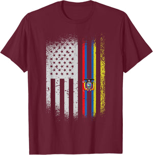 USA Ecuador Flag Ecuadorian American People Heritage Roots T-Shirt - T-Shirt | Maroon
