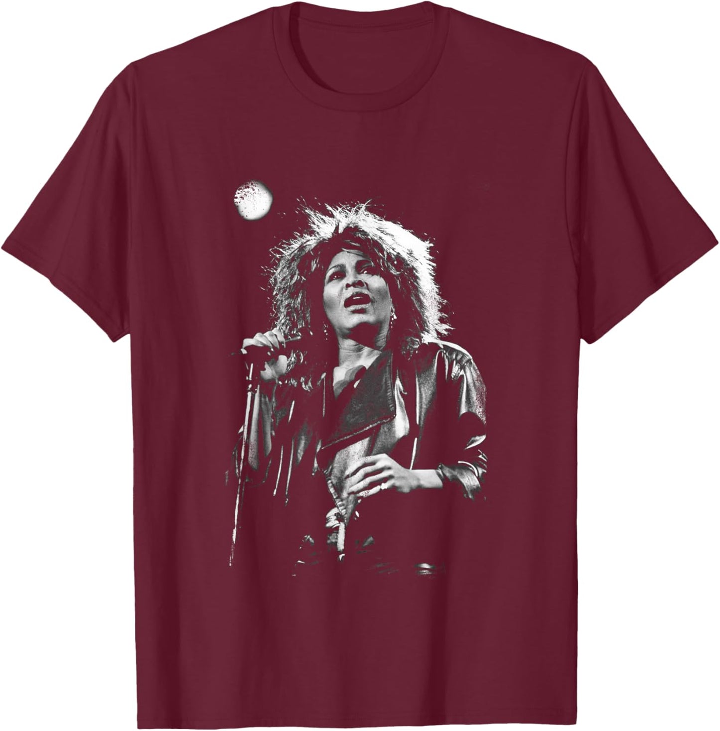 Queen Of Rock N Roll Tina Turner Live B&W By Stephen Wright T-Shirt - T-Shirt | Maroon