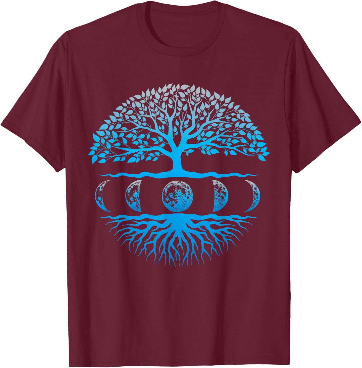 Moon Phase Shirt Tree Of Life Spiritual for Yoga T-Shirt - T-Shirt | Maroon