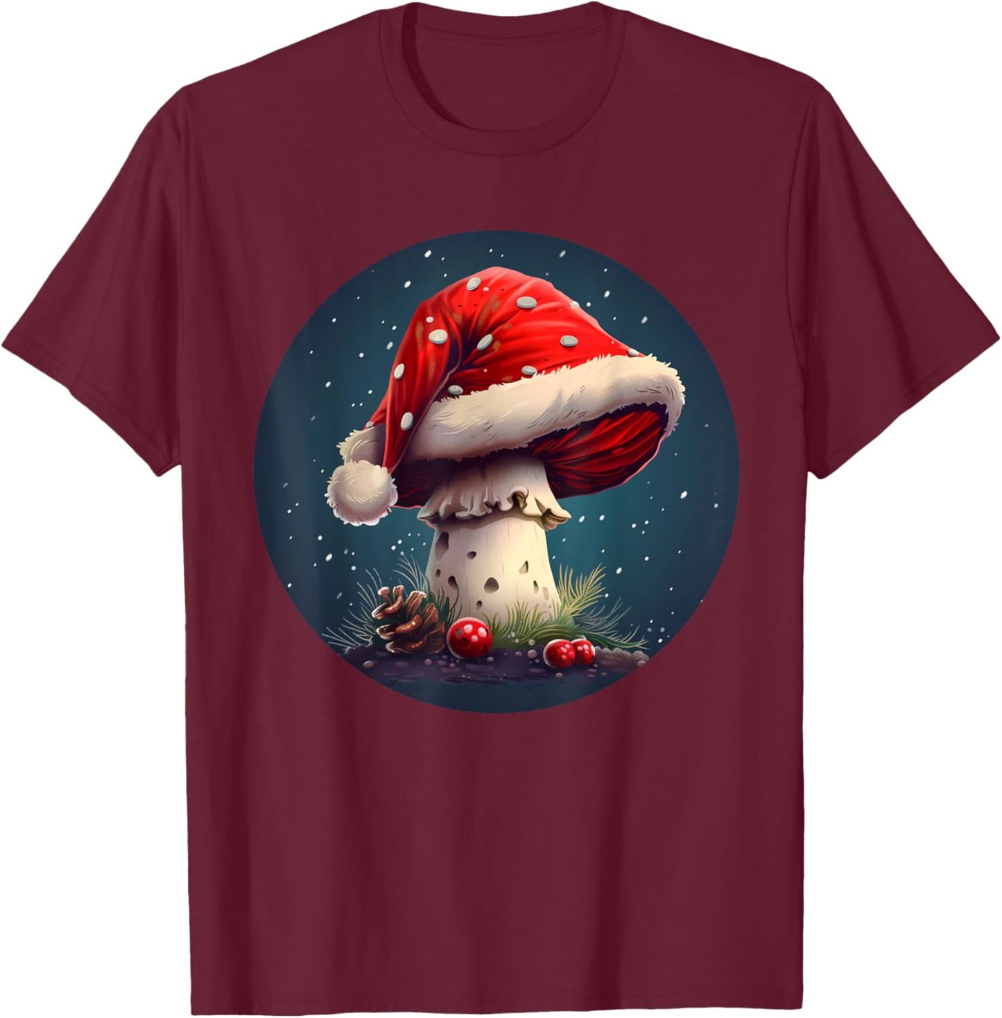Awesome Christmas Mushroom for Boys and Girls T-Shirt - T-Shirt | Maroon