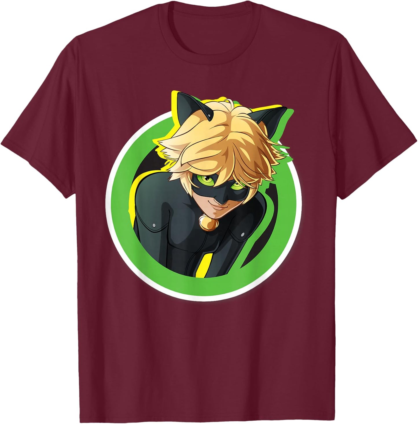 Miraculous Collection Cat Noir Badge Small T-Shirt - T-Shirt | Maroon
