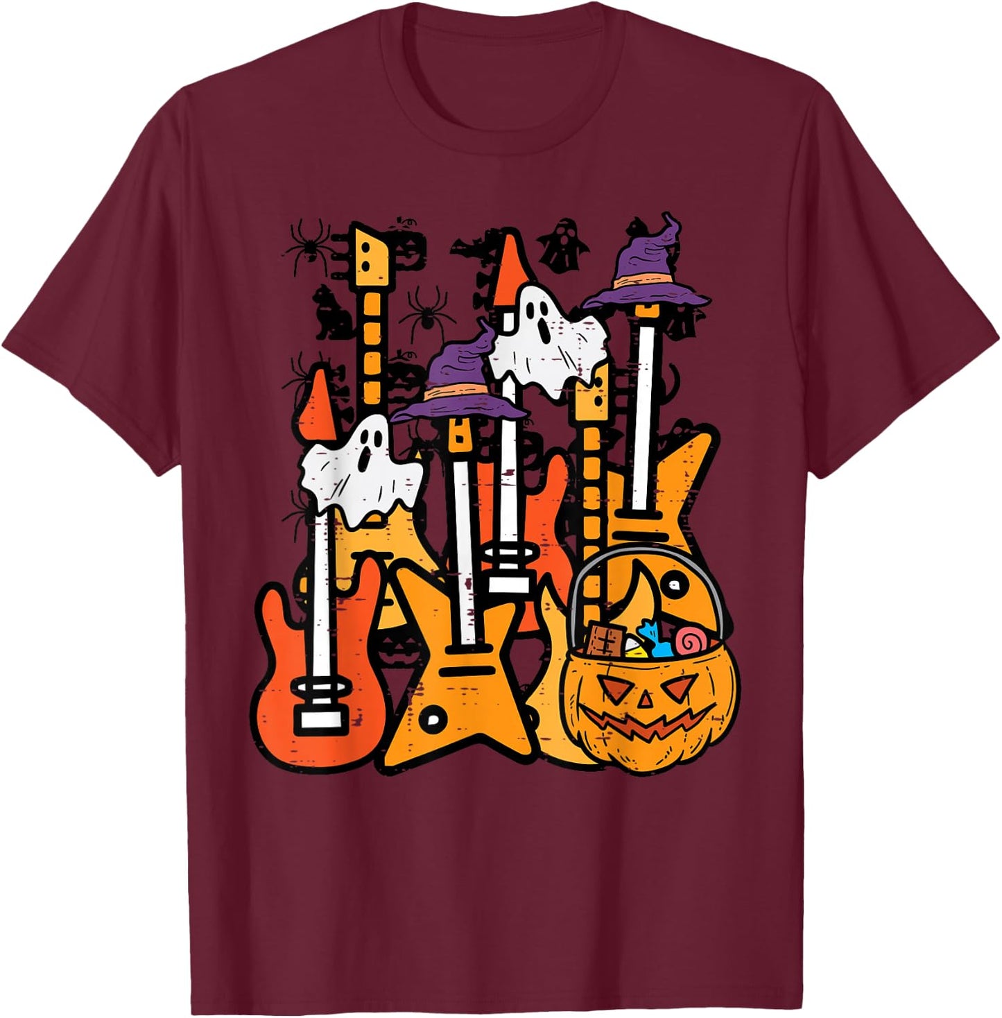Halloween Rocker Guitars Rock Costume Men Boys Kids Youth T-Shirt - T-Shirt | Maroon